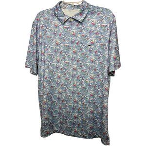 Vineyard‎ Vines Men's L Performance Polo Shirt Blue Sailfish Allover Print Golf